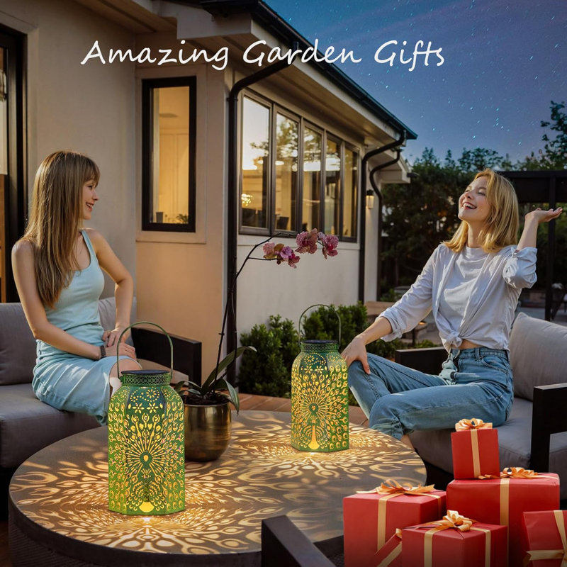 X MAX FURNITURE Outdoor Solar Lanterns Waterproof Peacock Big Solar Hanging Lights For Gardening Gift Yard Art Outside Patio Birthday Mothers Day Gifts 2Pack Green Wayfair